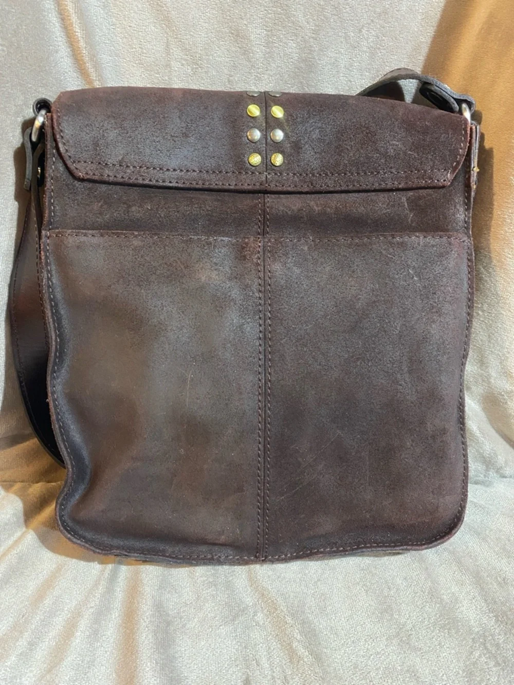 Patricia Nash Armeno Suede Crossbody Messenger Crossbody Bag with Stud Accents